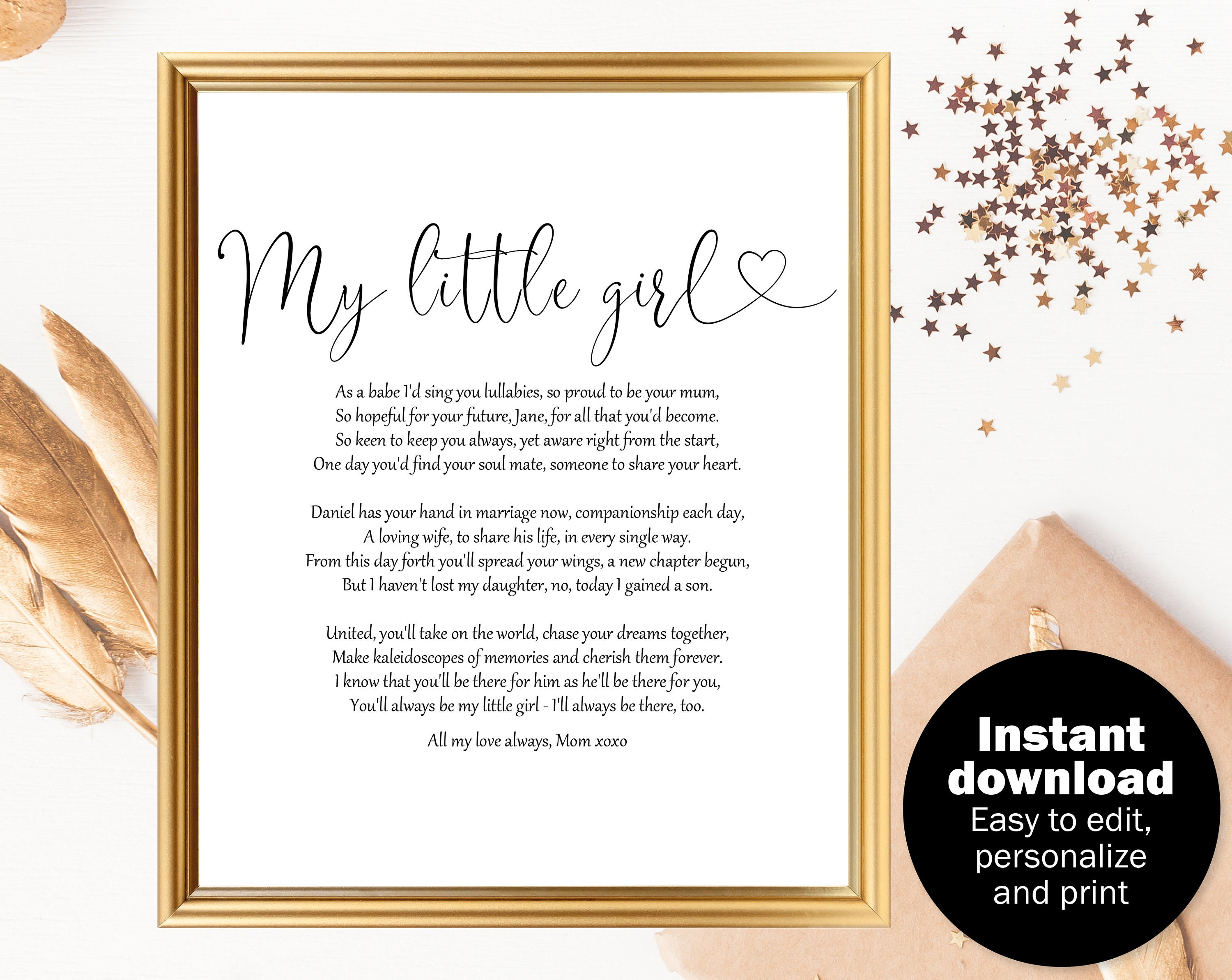 Bride Gift Poem From Mom Bride Wedding Day Gift Poem Bride - Etsy UK