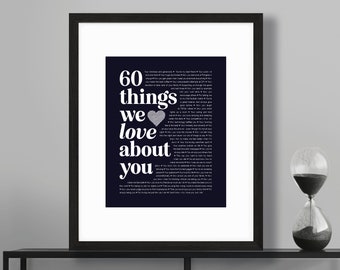 ANY NUMBER age 60 Reasons We Love You Things We Love About You 60th Birthday Anniversary Personalized Printable Dad Boyfriend Husband Gran