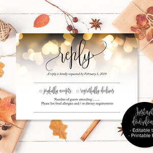 Gouden bruiloft RSVP-kaarten, gouden harten bruiloft, acceptatie van antwoorden, aanwezigheidskaarten, RSVP-sjabloon, afdrukbare bruiloft, RSVP-invoegsel downloaden