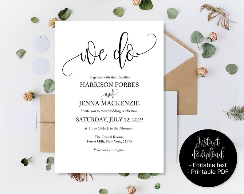 Editable Wedding Invitations Wedding Invitation Printable Etsy