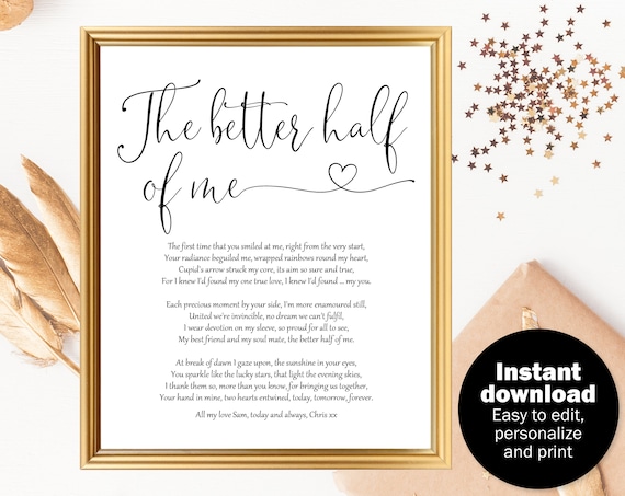 Gift For Him Gift For Her Wedding Gift Poem Anniversary Etsy
