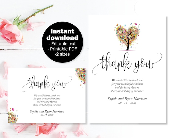 Summer Tree Thank You Wedding Cards Wedding Thank You Etsy
