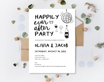 Printed Wedding Invitations: Personalised Happily Ever After Party Evening Reception Invites | Day Ceremony Whimsical