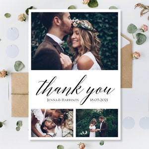 Gedrukte bruiloft bedankkaarten, dank u trouwkaarten, foto bedankkaarten, dank u fotokaarten, gepersonaliseerde bedankkaarten