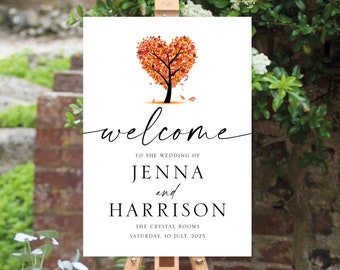 ANY SIZE Fall Autumn Wedding Welcome Sign PDF, Autumn Fall Wedding Welcome pdf, Rustic Orange Tree Welcome, 16x20, 18x24, 24x36, A1, A2, A3