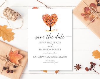 Printed Autumn Save The Date Cards, Fall Save The Date, Save The Dates Wedding, Modern Save The Date, Cheap Save The Date, Save Our Date