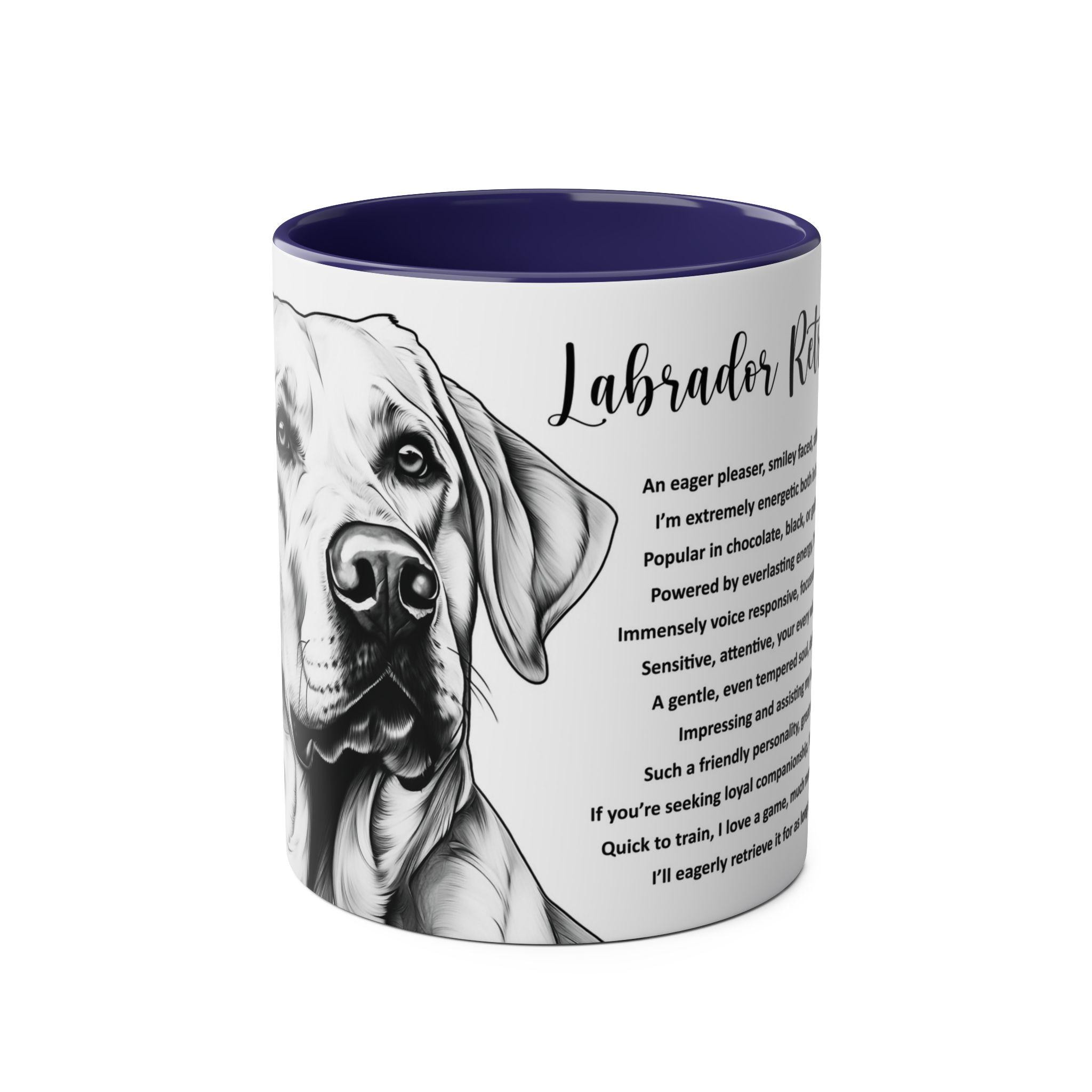 Labrador Retriever Coffee Tea Mug With Funny Poem, Dog Lover Gift, Pet Gog Mug, Two-Tone Ceramic Dog Mug,  Dog Lover Gift, Dog Mum, Dog Dad