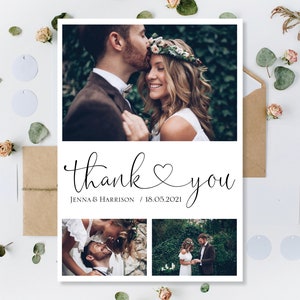 Printed Wedding Thank You Cards, Thank You Photo Cards, Thank You Wedding Cards, Personalised Thank You Cards, Photograph Thank You Cards