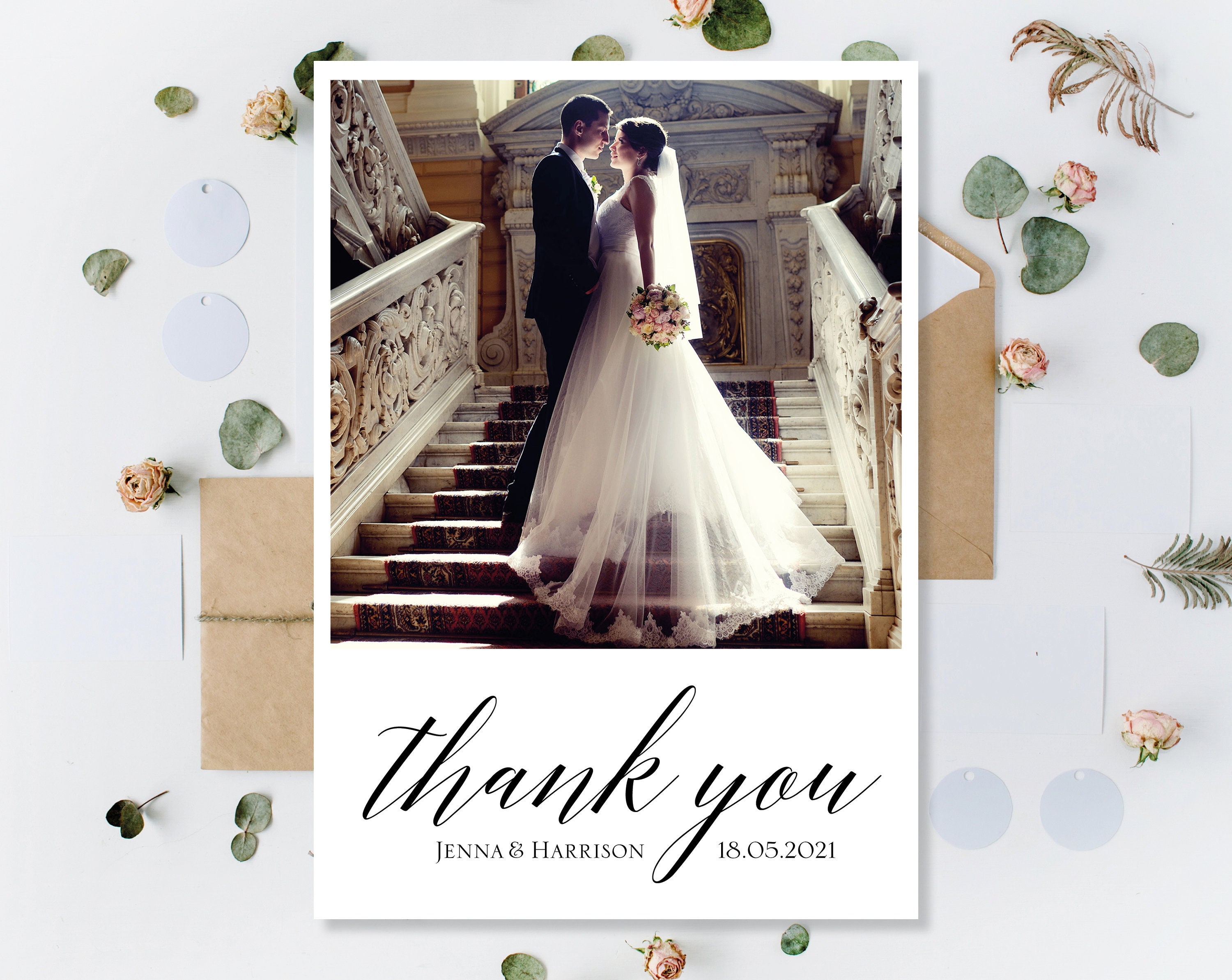 Printed Wedding Thank You Cards Personalised Thank You Cards | Etsy UK