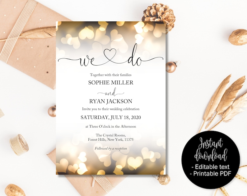 Gold Wedding day Invitation Printable, Marriage Template Obtain, Editable Wedding ceremony Invites, PDF Wedding ceremony Invites, We Do Gold Hearts photograph relating to Etsy Wedding Invitations Printable referred to as Gold Wedding ceremony Invitation Printable, Marriage ceremony Template Obtain, Editable Marriage Invites, PDF Marriage ceremony Invites, We Do Gold Hearts