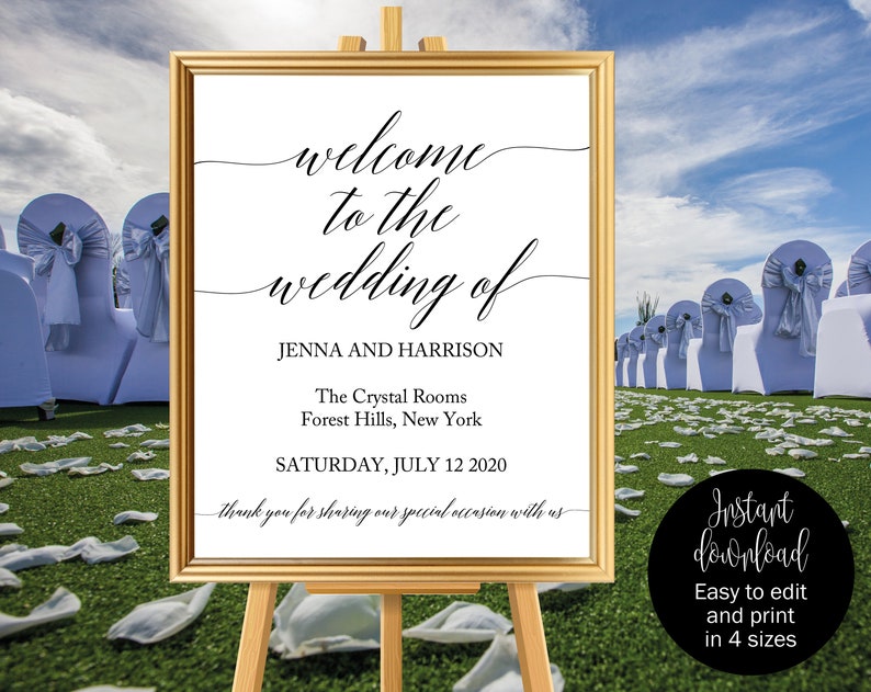 Welcome Sign Instant Download, Editable Welcome Wedding Sign, Welcome To Our Wedding Sign, Welcome Sign Wedding, Welcome Wedding Template image 3