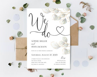 Printed We Do Wedding Invitations, We Do Wedding Invites, We Do Evening Invitations, We Do Reception Invites, We Do Eucalyptus Invitations