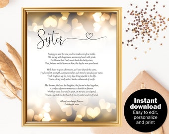 Bride gift from sister, Sister wedding gift, Gift for bride from sister, Sister wedding day poem, Sister wedding, Big little sister poem
