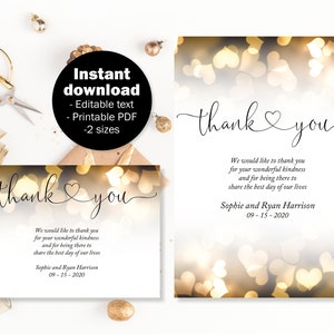 Ouro, obrigado, cartões de casamento, download de modelo de agradecimento de casamento, cartões de agradecimento de noivado, agradecimento de batismo, cartão postal de agradecimento de casamento