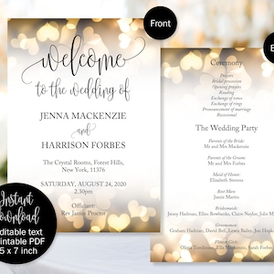 Gold Wedding Day Program Template, Church or Civil Service Wedding Program Template Printable, Wedding Ceremony Order of Service Program image 10