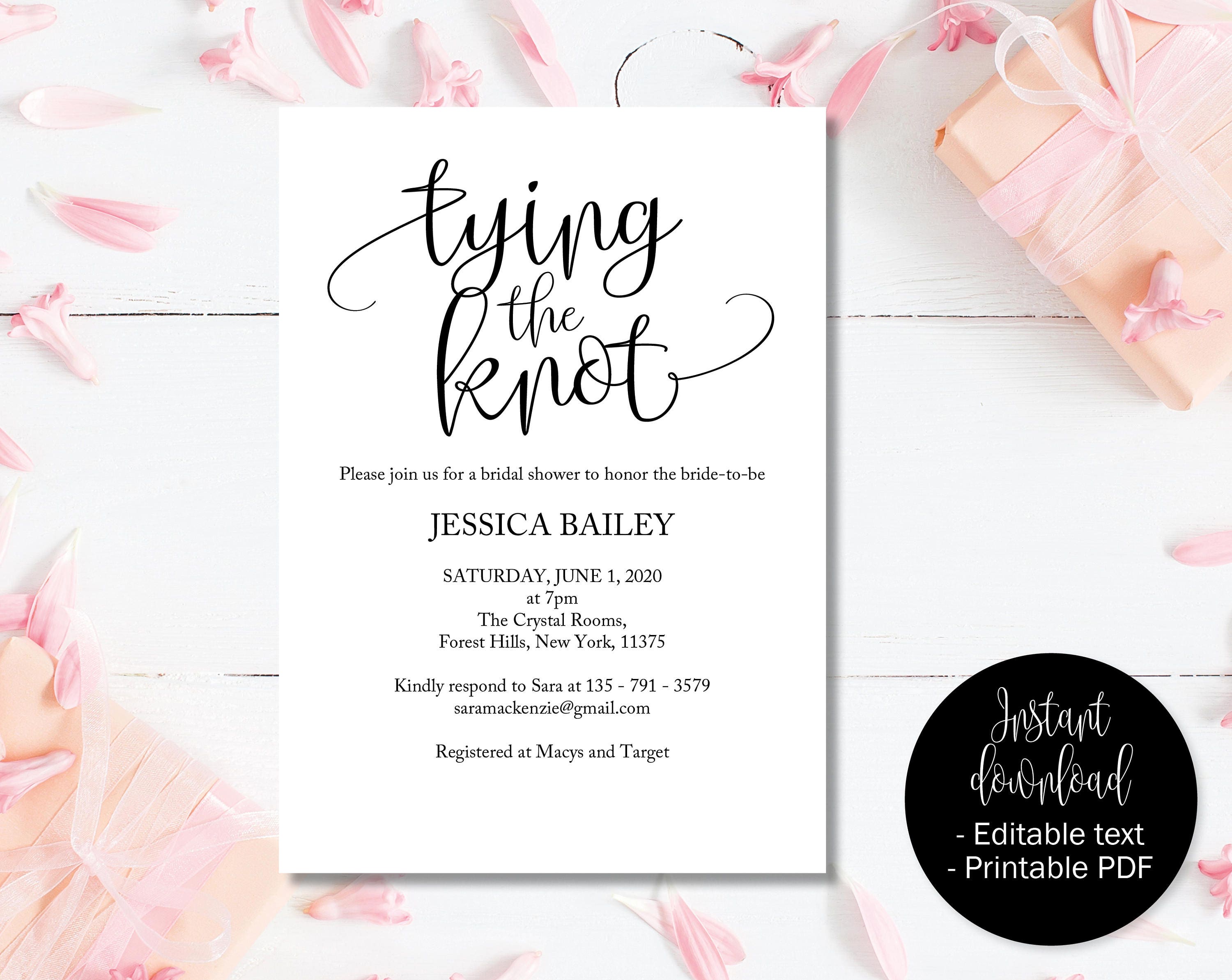 the knot bridal shower registry