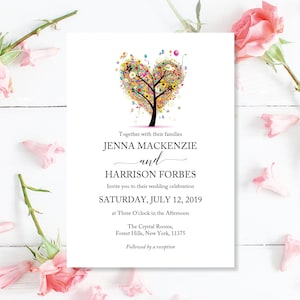 Gedruckte Hochzeits-Einladung, Sommer Liebesbaum Hochzeit Einladung, Sommer Hochzeit Einladungen, Einladungen Hochzeit, Sommer Cheap Empfang Einladungen
