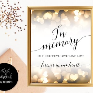 In Memory Sign, In Loving Memory Sign, In Memory Of Sign, Memory Sign, Wedding Sign, In Memory Of, Memorial Table Sign, Wedding Printable
