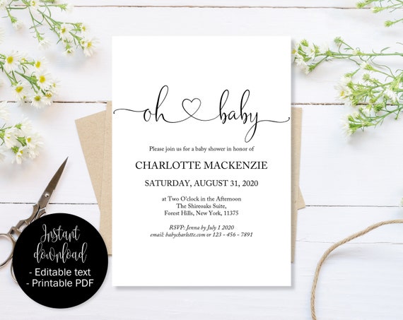 oh baby shower invitations