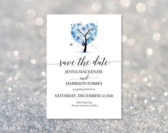 Printed Winter Save The Date Cards, Blue Save The Date, Save The Dates Wedding, Modern Save The Date, Save Our Date, Cheap Save The Date