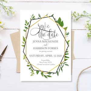 Gedruckt Save The Date, Green Save The Date, Save The Dates Wedding Card, Modern Save The Date, Cheap Save The Date, Floral Save Our Date
