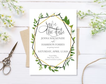 Printed Save The Date, Green Save The Date, Save The Dates Wedding Card, Modern Save The Date, Cheap Save The Date, Floral Save Our Date