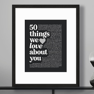 Any Age 50th Personalized Printable Anniversary Birthday 50 Reasons We Love You Things We Love About You Brother In-law Dad Husband Sister