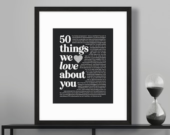 Any Age 50th Personalized Printable Anniversary Birthday 50 Reasons We Love You Things We Love About You Brother In-law Dad Husband Sister
