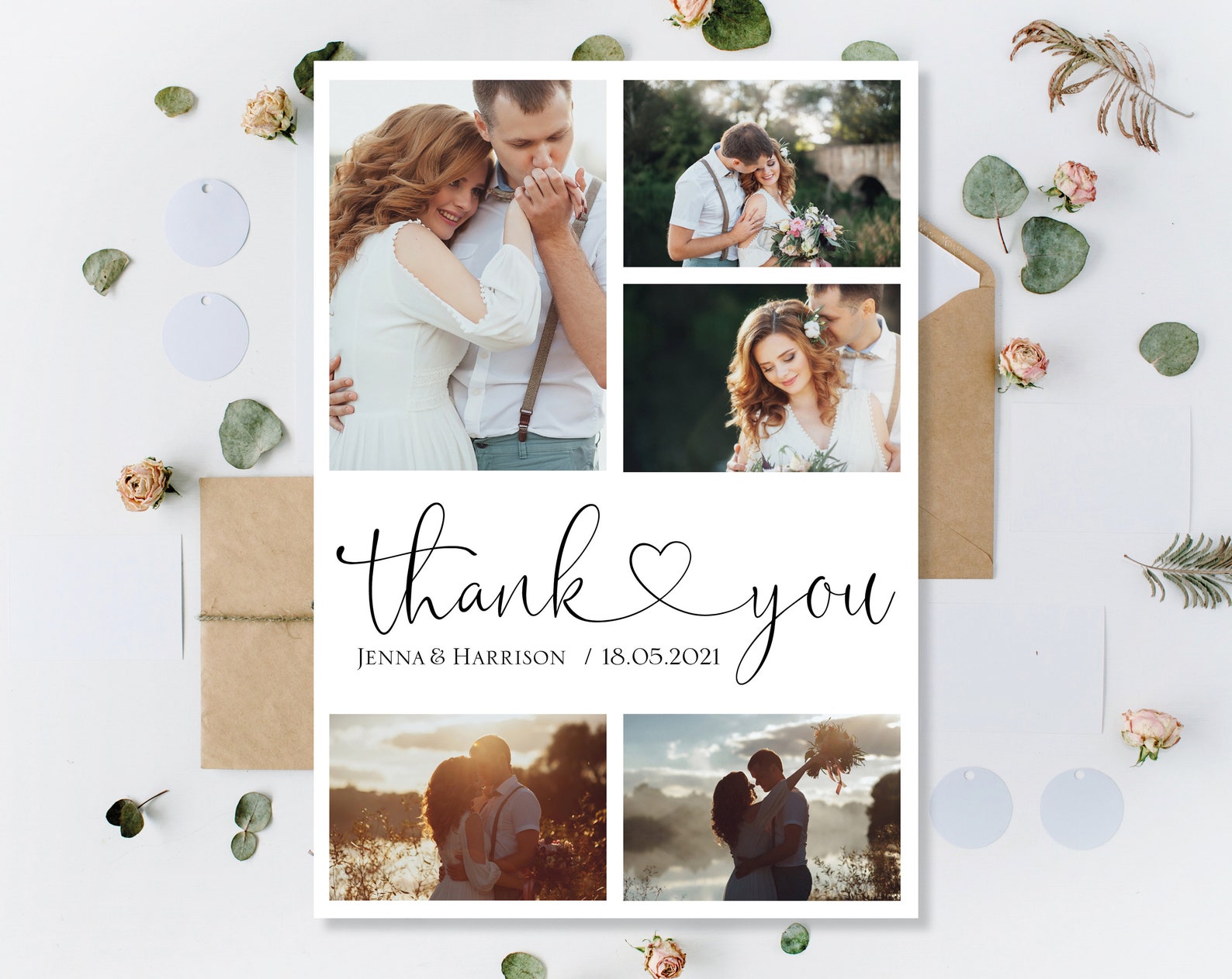 Printed Wedding Thank You Cards Personalised Thank You Cards | Etsy UK