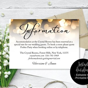 Hochzeit Gast Details Vorlage, Gold Herzen Hochzeit Gast Unterkunft Informationen zum Ausdrucken, Hochzeit Details Karte, Hochzeit Wegbeschreibung