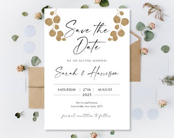 Printed Save The Dates, Save The Date Cards, Gold Floral Save The Dates, Save The Date Wedding, Wedding Save The Dates, Save Our Date Cards