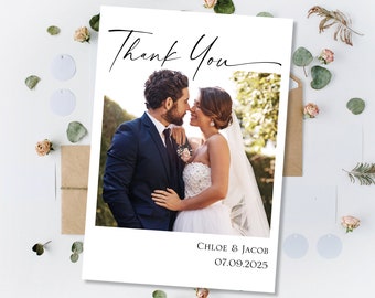 Cartes de remerciement de mariage imprimées, cartes de remerciement personnalisées mariage, cartes de remerciement de mariage photo pliées cartes postales cartes de remerciement de mariage