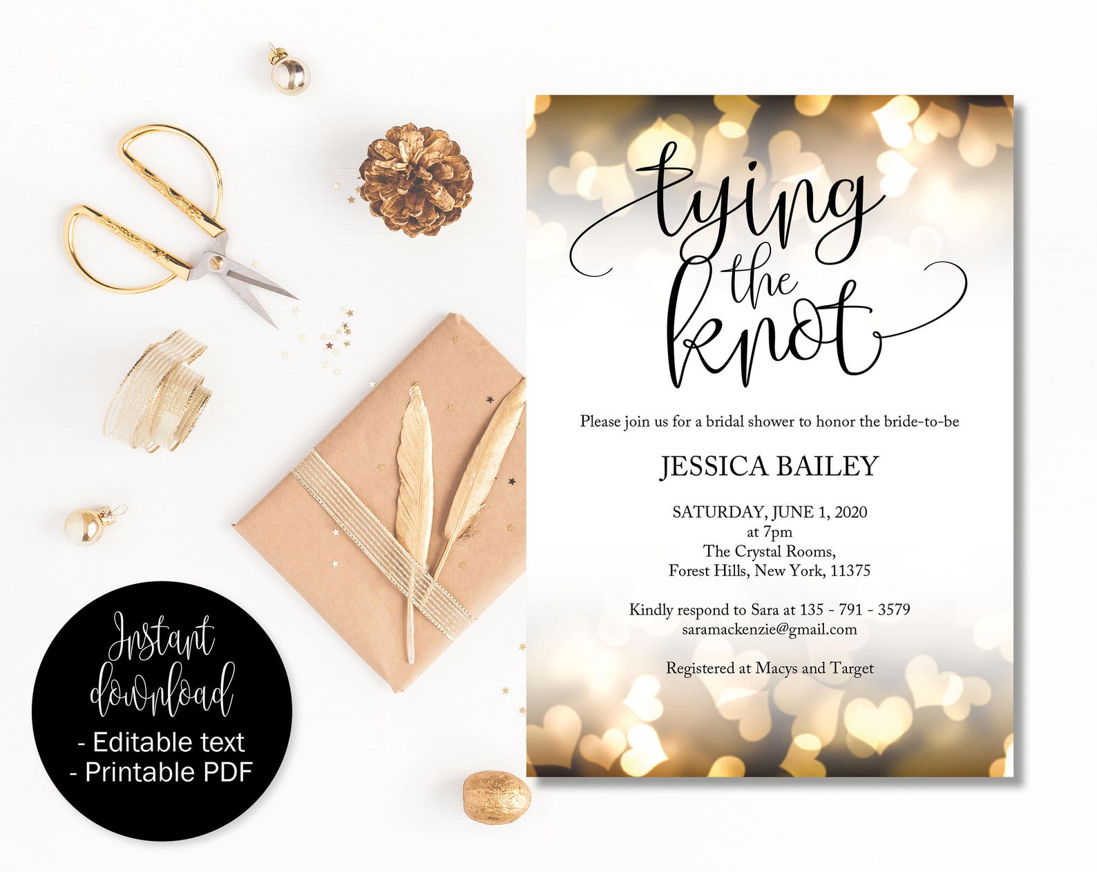 Tying the Knot Bridal Shower White Gold Hearts Bridal Shower Etsy