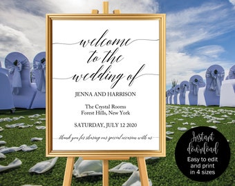 Welcome Sign Instant Download, Editable Welcome Wedding Sign, Welcome To Our Wedding Sign, Welcome Sign Wedding, Welcome Wedding Template