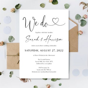 Printed Minimalist We Do Wedding Invites, Simple Invites, Elegant Wedding Invites, Invites Wedding, Calligraphy invites, Cheap Invitations