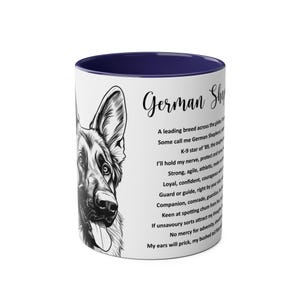 German Shepherd Coffee Tea Mug, Dog Lover Gift, Custom Dog Mug, Two-Tone Ceramic Mug, Colour Handle, Animal Lover Present, Dog Dad, Dog Mum