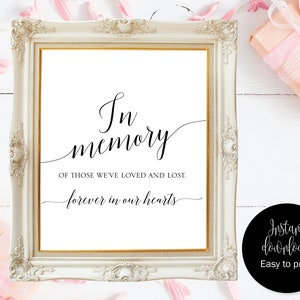 In Memory Sign, In Loving Memory Sign, Memory Sign, Wedding Sign, In Memory Of Sign, In Memory Of, Memorial Table Sign, Wedding Printable,