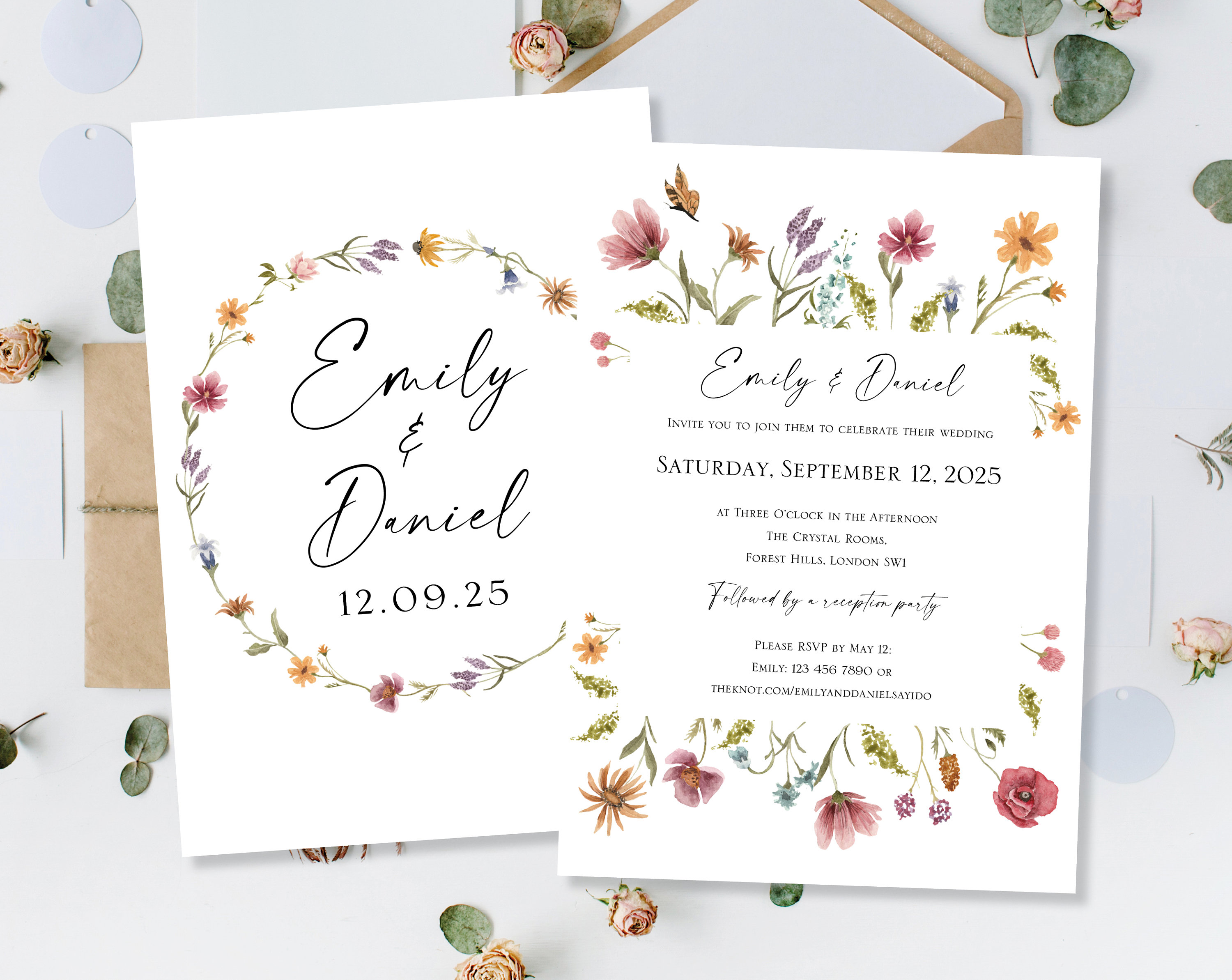 Printed Vintage Wedding Invitations Invites Cards Day Evening Reception ...
