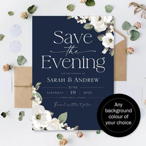 Gedruckte Hochzeit Save The Date Abend Tag Nachtkarten Save The Date Karten Hochzeit Abend Save Our Date Boho Blau Blumen Minimalist Einfach
