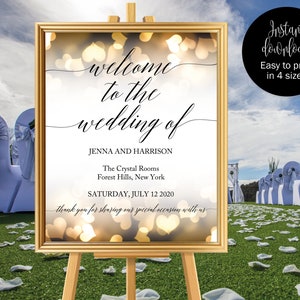 Gold Welcome Sign Instant Download, Editable Welcome Wedding Sign, Welcome To Our Wedding Sign, Welcome Wedding, Welcome Wedding Template