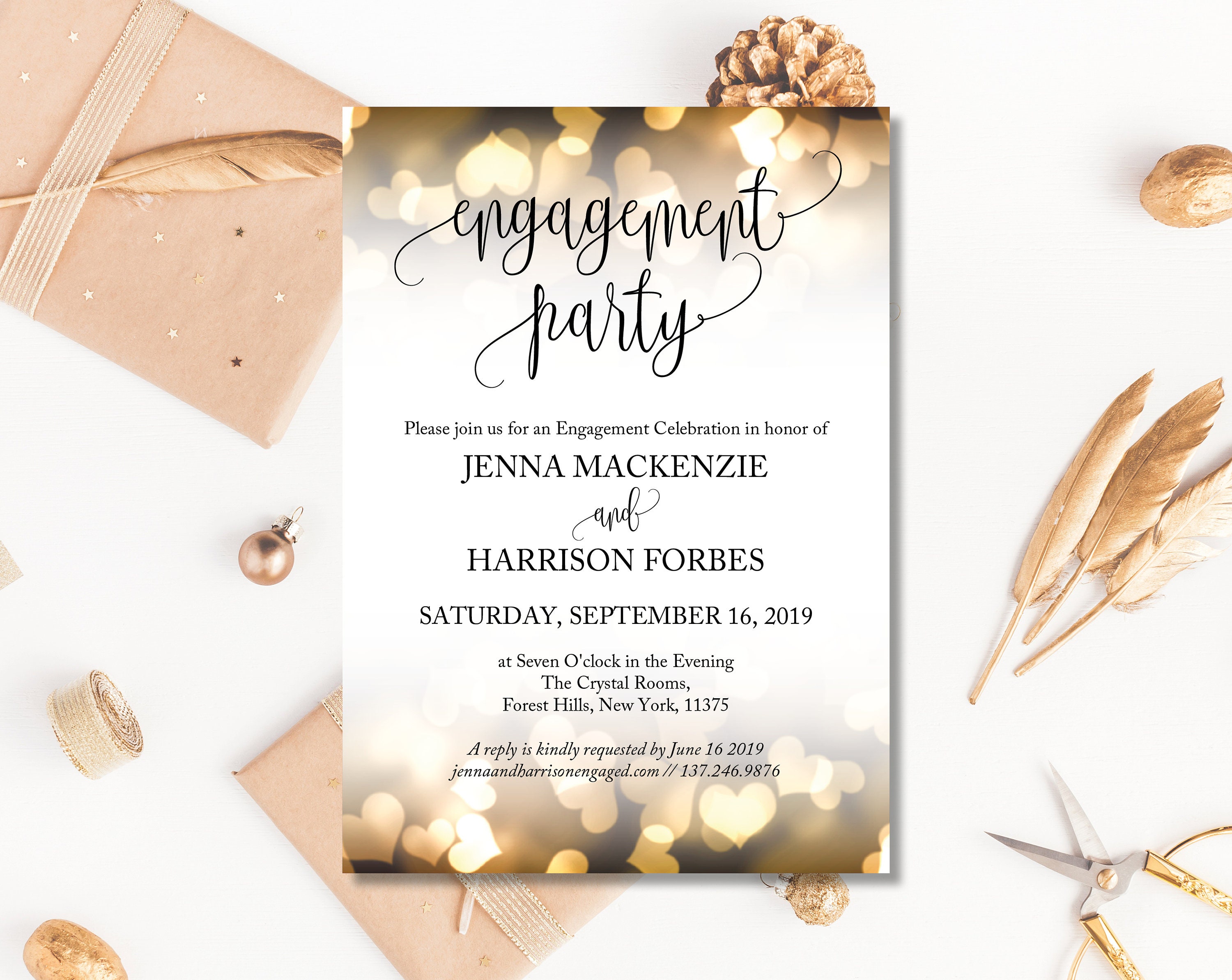 Printed Engagement Party Invitations Engaged Invite Etsy UK