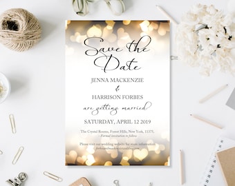 Printed Gold Save The Date Cards, Gold Save The Date, Save The Dates Wedding, Modern Save The Date, Cheap Save The Date, Save Our Date