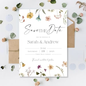 Gedrukte Save The Date-trouwkaarten Save The Date-kaarten bruiloft Save The Our Evenement Bruiloft Minimalistisch Bloemen Klassiek Boho