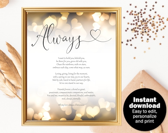 Anniversary Gift For Him Her Love Poem Gift To Print Husband Etsy