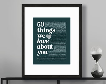 ANY AGE Personalized 50th Anniversary Birthday Printable 50 Reasons We Love You Things We Love About You For Mum Wife Her Husband Dad Him