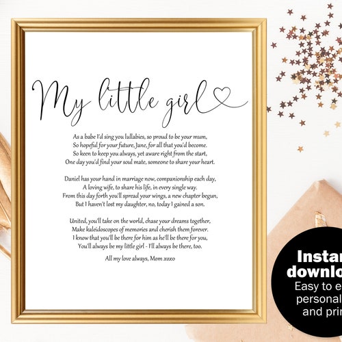 Bride Gift Poem From Mom Bride Wedding Day Gift Poem Bride Etsy Bride Gift Poem From Mom Bride Wedding Day Gift Poem Bride Etsy