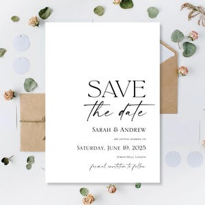 Tarjetas impresas Save The Date Tarde Día Noche Tarjetas Save The Date Boda Save Evening Save Our Date Minimalista Clásico Simple Caligrafía
