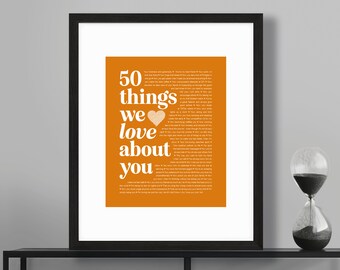 50 Fifty Any Age Reasons We Love You Things 50th Personalized Printable Birthday Anniversary Love About Brother Sister Wife Mum Dad Husband