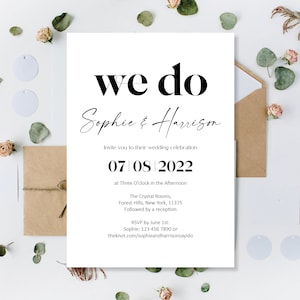 Printed Minimalist Wedding Invitation, Modern Elegant Wedding Invite, Wedding Invites, Invites Wedding, Wedding Invites, Reception invites