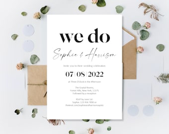 Printed Minimalist Wedding Invitation, Modern Elegant Wedding Invite, Wedding Invites, Invites Wedding, Wedding Invites, Reception invites
